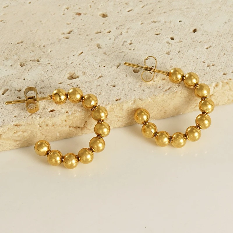 Minimalist Design Waterproof Jewelry Hypoallergenic 18K Gold Stainless Steel Beaded Stud Earrings For Women YF2902
Minimalist Design Waterproof Jewelry Hypoallergenic 18K Gold Stainless Steel Beaded Stud Earrings For Women YF2902