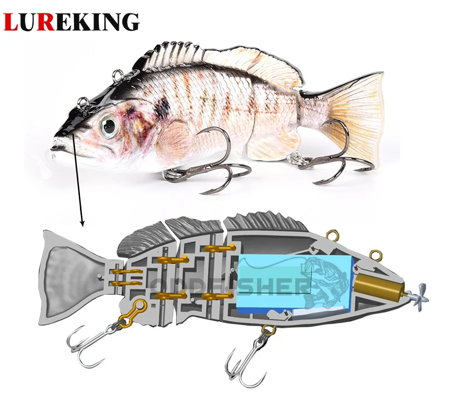 2020 New 13cm/5.2 inch 4 Segmented Electronic Fishing Lure Carp Fishing Swimbait, Pesca Isca Robotic Auto Bait
2020 New 13cm/5.2 inch 4 Segmented Electronic Fishing Lure Carp Fishing Swimbait, Pesca Isca Robotic Auto Bait
