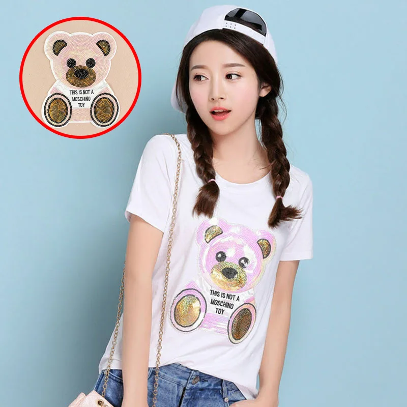 Fashion large pink Cartoon Bear Sequin patch T-shirt skirt decoration patch clothing accessories
Fashion large pink Cartoon Bear Sequin patch T-shirt skirt decoration patch clothing accessories