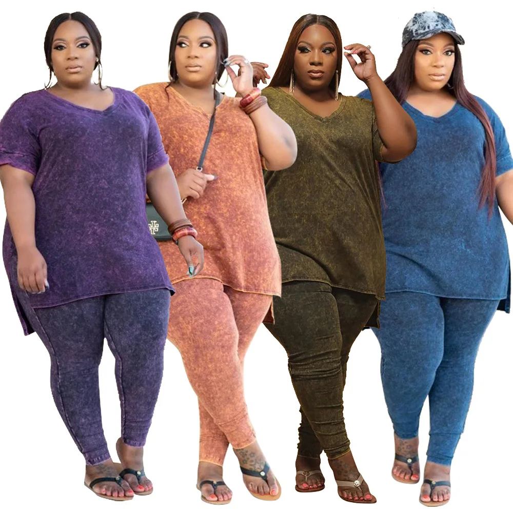 Short-Sleeved V-Neck T-Shirt Loose And Irregular Sweater Pants Suit Plus Size Two-Piece Women
Short-Sleeved V-Neck T-Shirt Loose And Irregular Sweater Pants Suit Plus Size Two-Piece Women