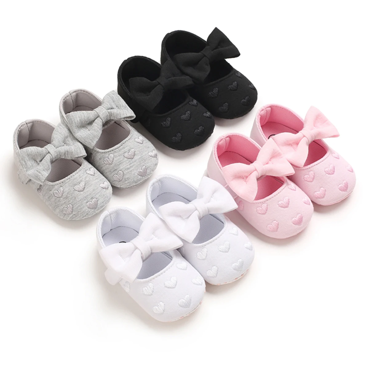 Infant Baby Girl Crib Shoes Heart Embroidery Anti-Slip Soft Sole Heart Print Mary Jane Flats Cute Bow First Walkers
Infant Baby Girl Crib Shoes Heart Embroidery Anti-Slip Soft Sole Heart Print Mary Jane Flats Cute Bow First Walkers
