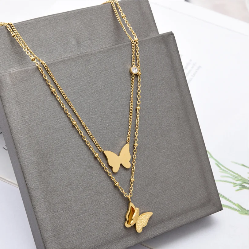 New Arrival Double Layer High Polished Frosted Butterfly Pendant Necklace 316L Stainless Steel Jewelry Necklace
New Arrival Double Layer High Polished Frosted Butterfly Pendant Necklace 316L Stainless Steel Jewelry Necklace