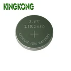 Hot selling Kingkong Brand LIR2450 3.6V 110mAh Lithium Li-ion rechargeable button cell battery