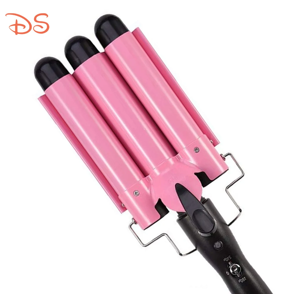 LCD Professional Ceramic Body Three Barrel Style Curling Iron Electric Wave Hair Curler 3 Barrel Hair Curler, Pink
LCD Professional Ceramic Body Three Barrel Style Curling Iron Electric Wave Hair Curler 3 Barrel Hair Curler, Pink