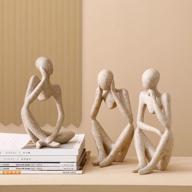 Modern European Style Forgetive Creative Abstract Miniature Office Home Decoration Sculptures Figurines Resin Thinker Statues