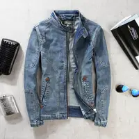 New Stitching Denim Jacket Men's Slim Stand Retro Motorcycle Clothing, Fashion Youth Solid Color Short Denim Jacket Top
New Stitching Denim Jacket Men's Slim Stand Retro Motorcycle Clothing, Fashion Youth Solid Color Short Denim Jacket Top
