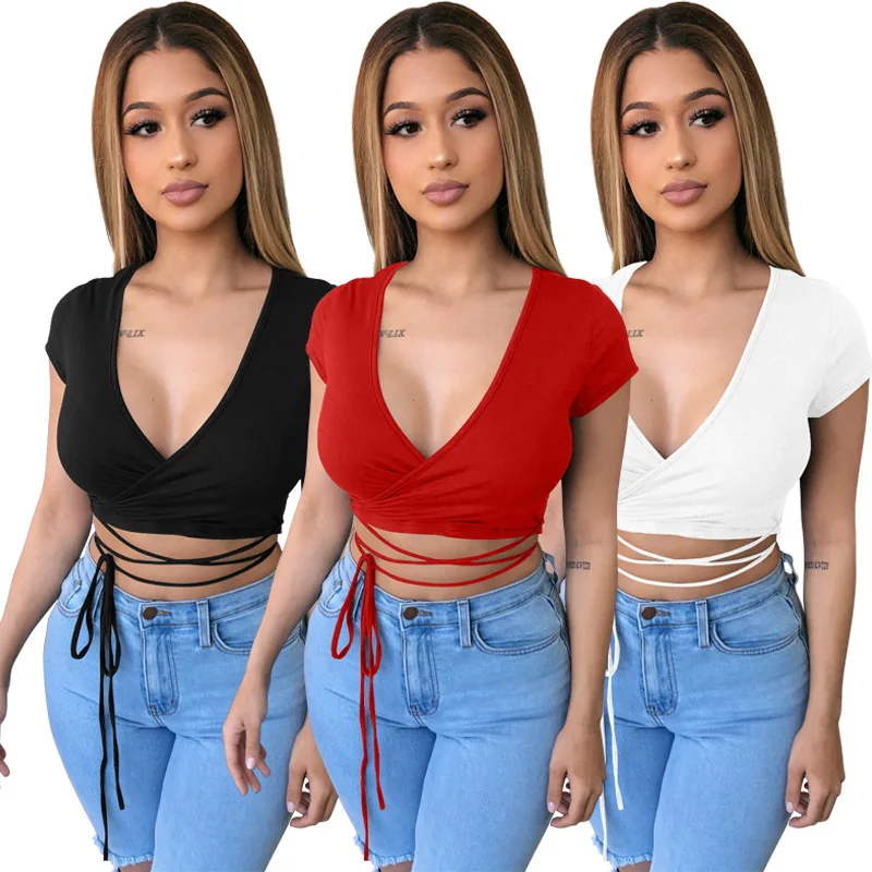 Women's Fitted Surplice Wrap Crop Top Deep V Neck Short Sleeve Bandage Cross Wrap Tie up Crop Top Women, Red
Women's Fitted Surplice Wrap Crop Top Deep V Neck Short Sleeve Bandage Cross Wrap Tie up Crop Top Women, Red
