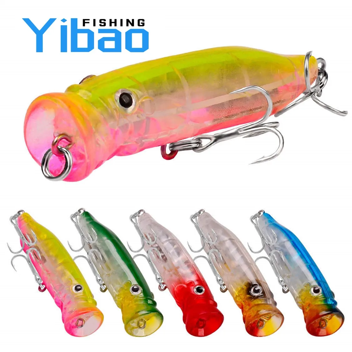 

Topwater Fishing Lure 7cm 9g Artificial Bait Sea Top water Tuna Trout Lure Fish Saltwater Bass Pike Fish SwimBait Popper Lures, 6 colors