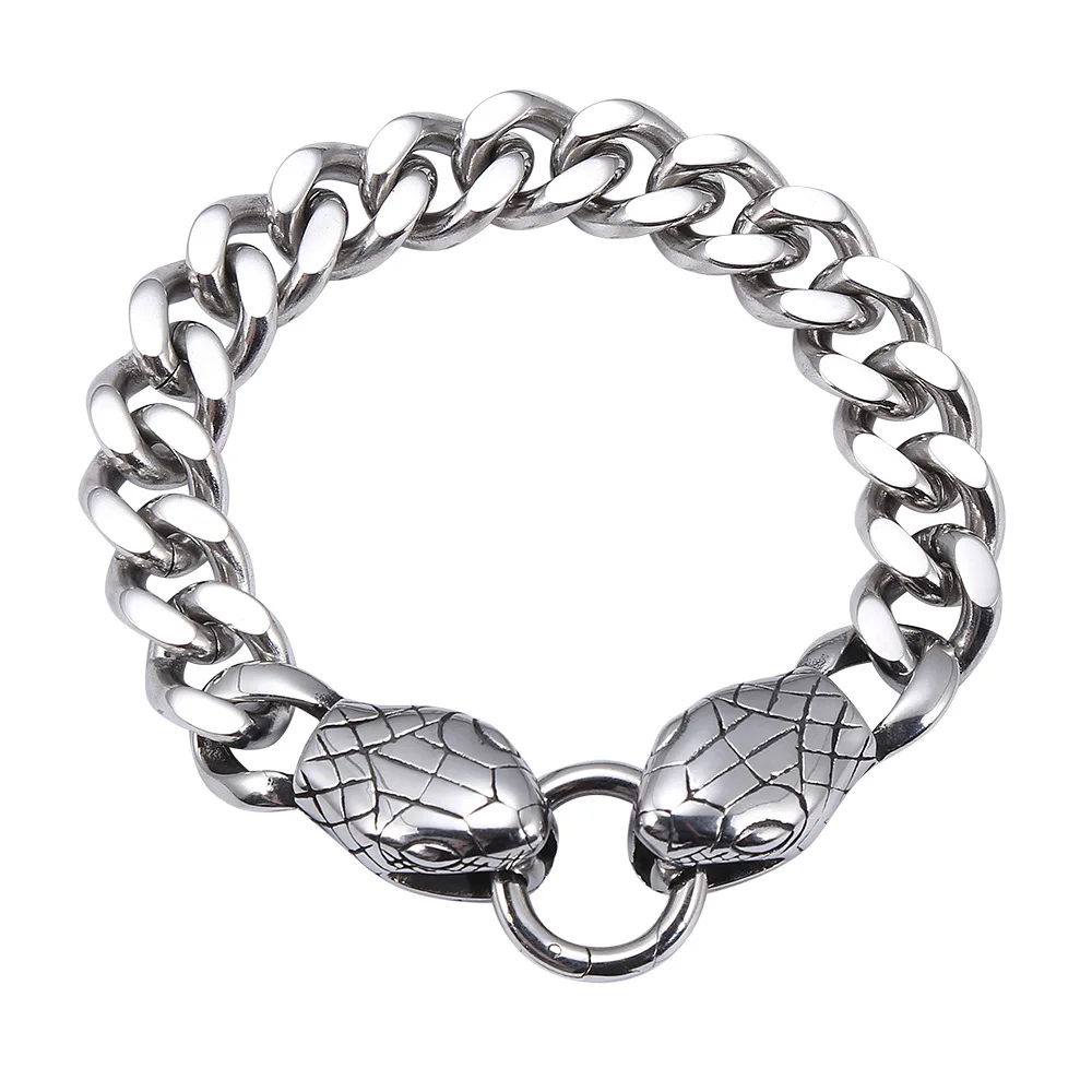 Punk Snake Head Heavy Pull Buckle Male Jewelry Men 316 Stainless Steel Cuban Chain Initial Bracelet
Punk Snake Head Heavy Pull Buckle Male Jewelry Men 316 Stainless Steel Cuban Chain Initial Bracelet