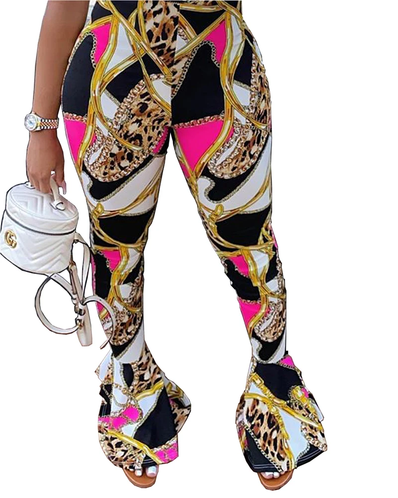 LY5873 2020 autumn women's clothing fashion personality gold chain printing casual flared pants, Picture
LY5873 2020 autumn women's clothing fashion personality gold chain printing casual flared pants, Picture