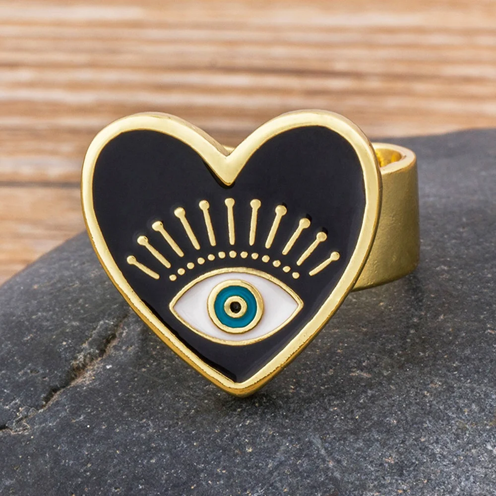 Fashionable Evil Eye Black Gold Adjustable Rings For Women Popular Evil Eye Cute Love Heart Rings Factory Wholesale Jewelry Gift
Fashionable Evil Eye Black Gold Adjustable Rings For Women Popular Evil Eye Cute Love Heart Rings Factory Wholesale Jewelry Gift