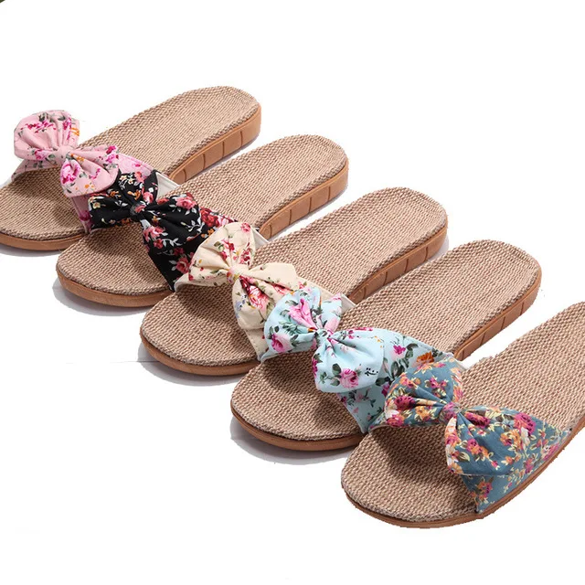 SuperstarerSummer Floral Printed Bow Women Slides Trendy Decoration Linen Sole Flat Slides Ladies Slipper
SuperstarerSummer Floral Printed Bow Women Slides Trendy Decoration Linen Sole Flat Slides Ladies Slipper