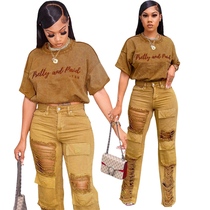 ladies denim jeans two 2 piece cotton t shirt and denim jeans pants set women casual two piece street wear clothing fot women
ladies denim jeans two 2 piece cotton t shirt and denim jeans pants set women casual two piece street wear clothing fot women