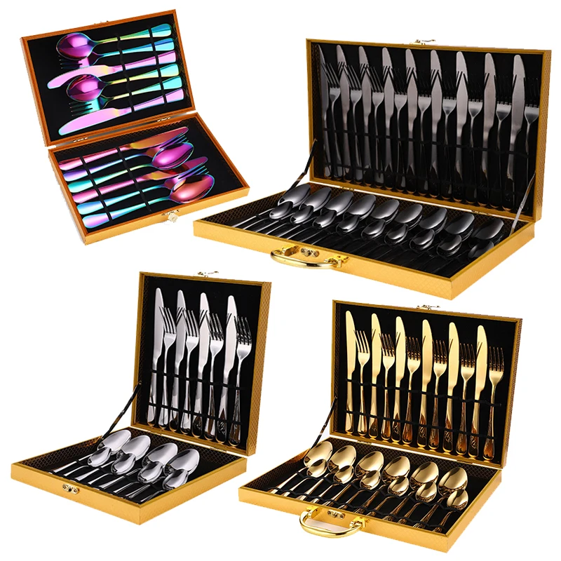 Amazon Luxury Stainless Steel Cutlery Sets With Golden Gift Case Wedding Flatware Sets
Amazon Luxury Stainless Steel Cutlery Sets With Golden Gift Case Wedding Flatware Sets
