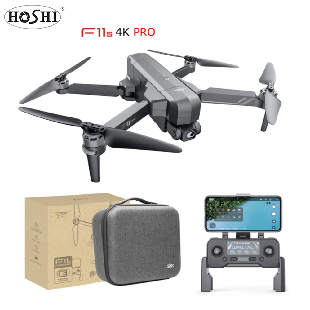 

NEW HOSHI SJRC F11s 4K Pro Drone Camera GPS 5G FPV HD 2 Axis Gimbal EIS RC distance 3000m Professional Brushless Quadcopter, Black