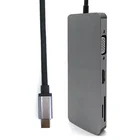 Black TYPE-C HUB USB Hubs Adapter 8 in 1 HD MI V GA Rj45 Gigabit Ethernet SD TF PD for Notebook Computer PC