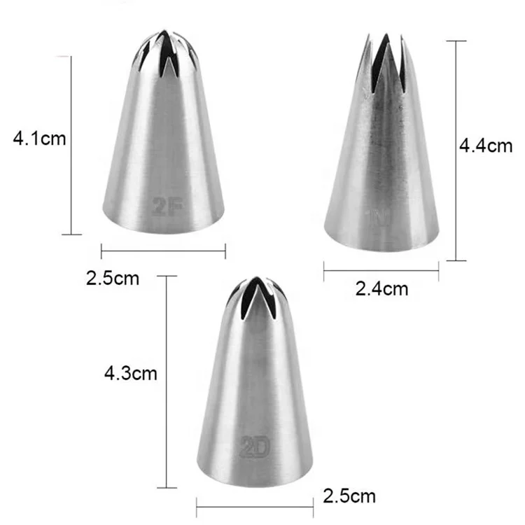 

Hot Sale Wilton Nozzle 1M / 2D / 2F Stainless Steel Icing Piping Tips Cake Decorating Nozzles