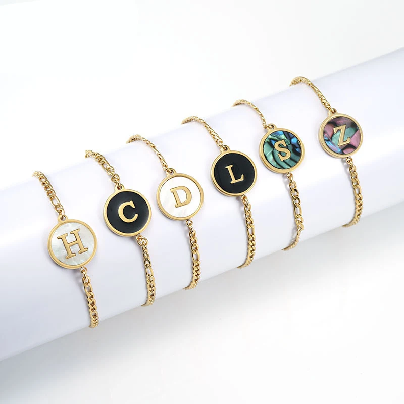 2022 Custom Stainless Steel Colorful Round Shell Initial Chain Bracelet Gold Jewelry for Women
2022 Custom Stainless Steel Colorful Round Shell Initial Chain Bracelet Gold Jewelry for Women