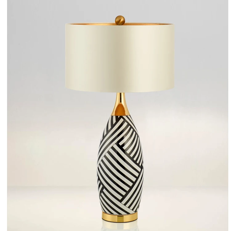 China new modern zebra bedside porcelain table lamp ceramic desk reading table light