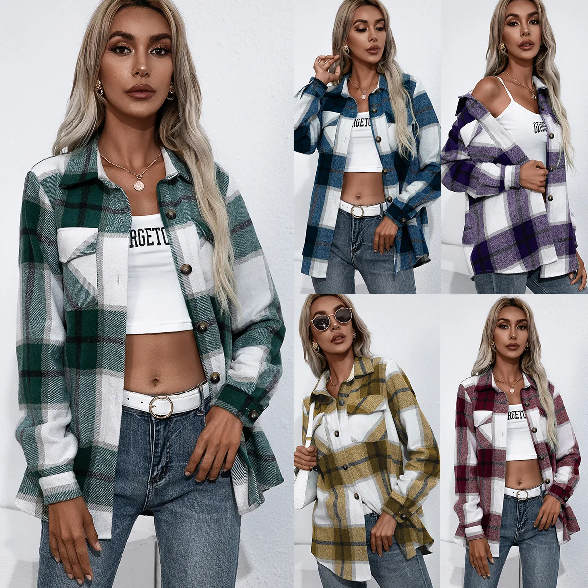 C0479 New autumn and winter long sleeve thick cashmere classic plaid printed shirt loose casual shirt coat for women
C0479 New autumn and winter long sleeve thick cashmere classic plaid printed shirt loose casual shirt coat for women