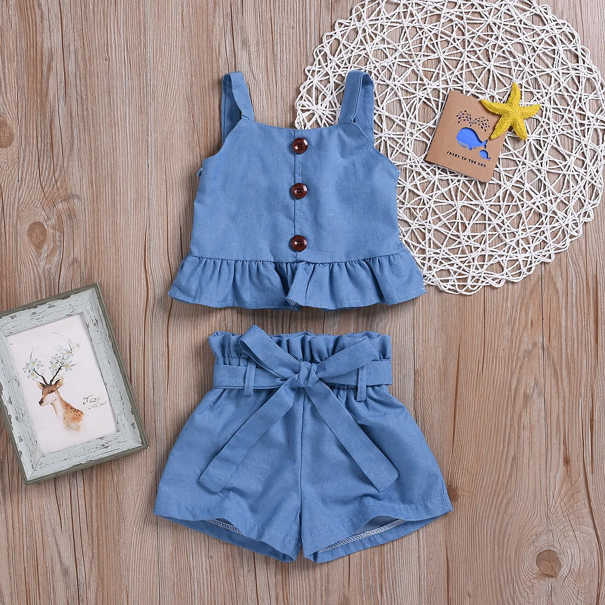 2020 Summer Girls Denim Girls Suit Sleeveless Sling Tops And Bow Tie Shorts Two-Piece Clothing For Girls, As picture or customized
2020 Summer Girls Denim Girls Suit Sleeveless Sling Tops And Bow Tie Shorts Two-Piece Clothing For Girls, As picture or customized