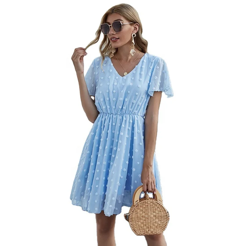 New Summer Womens casual dresses Short Sleeve Mini Dress Casual Party Evening V neck High Waist Chiffon Short Mini Dresses, Photo color
New Summer Womens casual dresses Short Sleeve Mini Dress Casual Party Evening V neck High Waist Chiffon Short Mini Dresses, Photo color