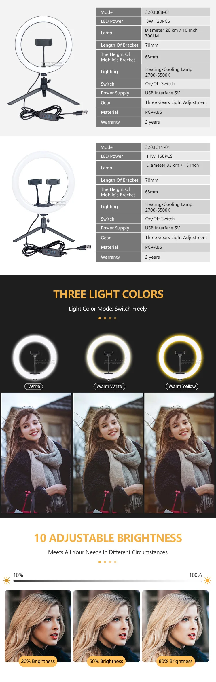 Photographic lighting kit beauty lamp 26cm / 10 Inch indoor selfie led ring light