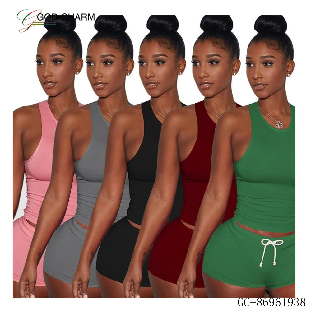 GC-86961938 solid color polyester cotton vest and shorts two piece tracksuit women sportswear, Pink, black, green, red, gray
GC-86961938 solid color polyester cotton vest and shorts two piece tracksuit women sportswear, Pink, black, green, red, gray