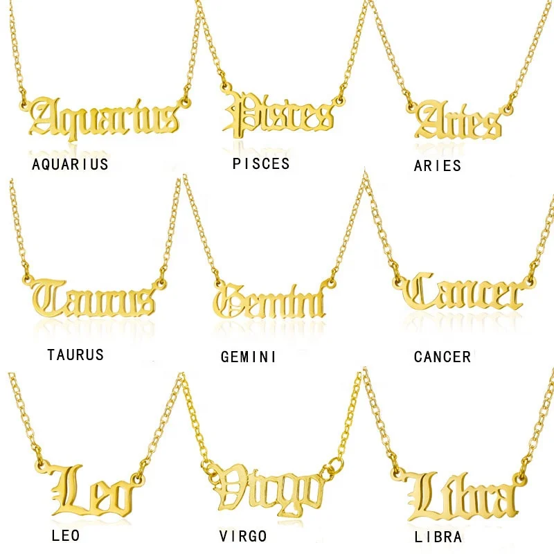 18k Gold Plated Jewelry Wholesale In Stock 12 Constellation Arabic Letter Pendant Necklace, Silver, custom color is available
18k Gold Plated Jewelry Wholesale In Stock 12 Constellation Arabic Letter Pendant Necklace, Silver, custom color is available