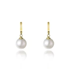 Hoop Wholesale Gold Wedding Zirconia Pearl Jewel Hoop Earrings