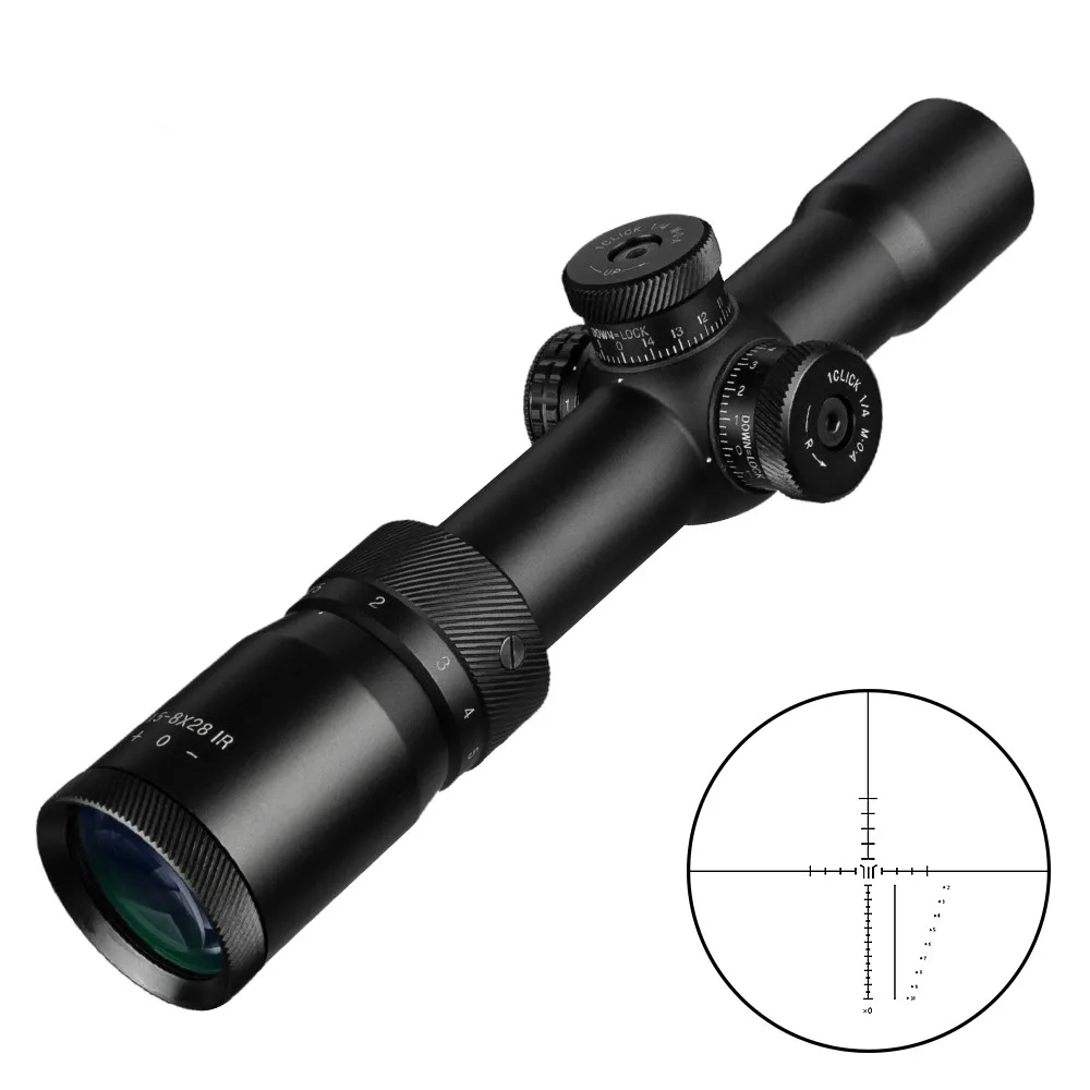 

1.5-8X28 IR Scope Hunting Air Rifle Wire Rangefinder Reticle Mil Dot Reticle Riflescope Tactical Waterproof Optical Sight, Black