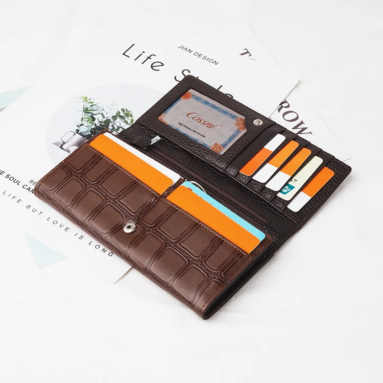 High Quality Coffee Embossed Zipper Hasp Leather Lady Long Clutch Bag Women Wallet, Customized color
High Quality Coffee Embossed Zipper Hasp Leather Lady Long Clutch Bag Women Wallet, Customized color