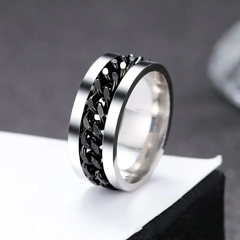 Titanium Stainless Steel Chain Spinner Ring For Men Blue Gold Black Punk Rock Rings Accessories Jewelry Gift
Titanium Stainless Steel Chain Spinner Ring For Men Blue Gold Black Punk Rock Rings Accessories Jewelry Gift