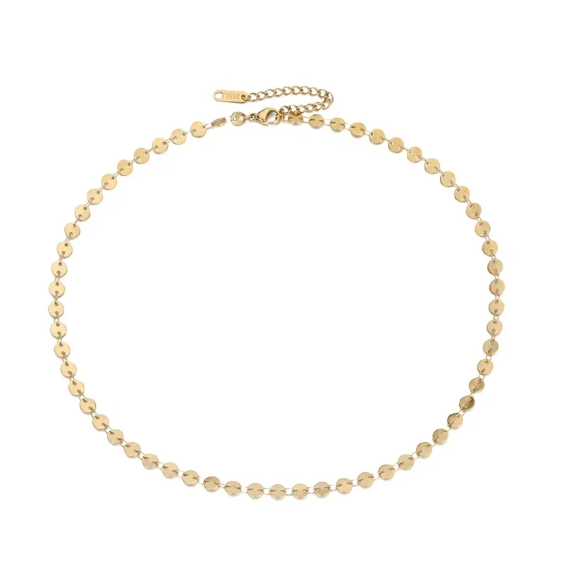 Fashion Charms Gold Filled Round Coin Sequin Chain Necklace Choker Stainless Steel Jewelry 14k Gold Necklace Wholesale
Fashion Charms Gold Filled Round Coin Sequin Chain Necklace Choker Stainless Steel Jewelry 14k Gold Necklace Wholesale