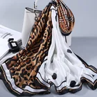 Wholesale 2020 silk scarf shawl leopard print high quality brown leopard plaid printed women silk+scarves