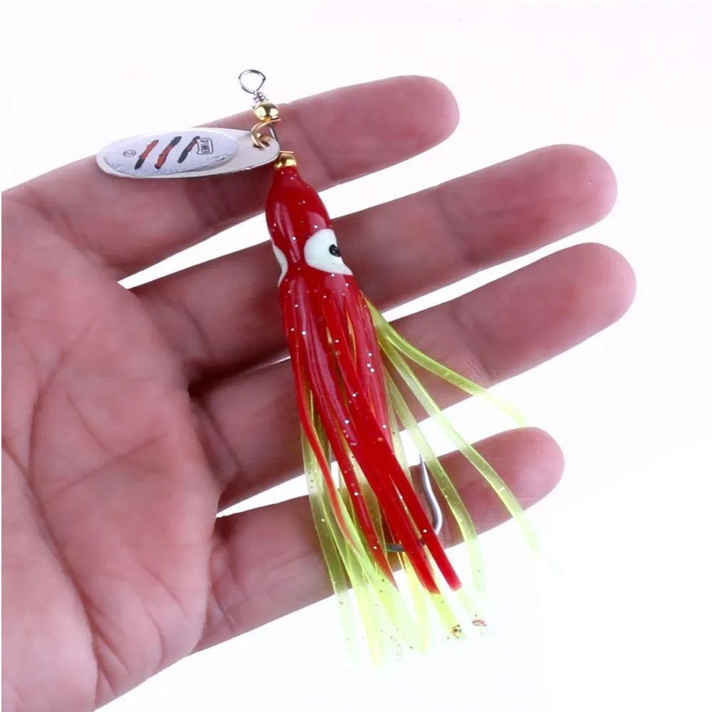 Soft squid skirt Lure 11cm/7.5g Soft Bait Octopus Squid Lure With Metal Spinner Spoon Lures, Various
Soft squid skirt Lure 11cm/7.5g Soft Bait Octopus Squid Lure With Metal Spinner Spoon Lures, Various