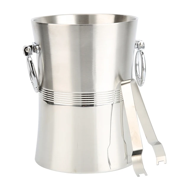 Factory Direct new 2L/3L premium small metal hotel branded double wall stainless ice bucket