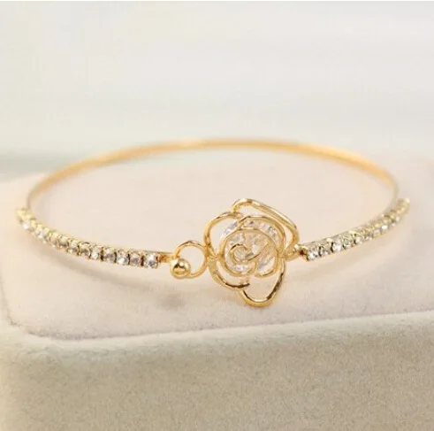 Fashion Camellia Rose flower Hollow out Diamond Jewelry Factory Wholesale bracelet flowers rhinestone women bangle bracelet
Fashion Camellia Rose flower Hollow out Diamond Jewelry Factory Wholesale bracelet flowers rhinestone women bangle bracelet