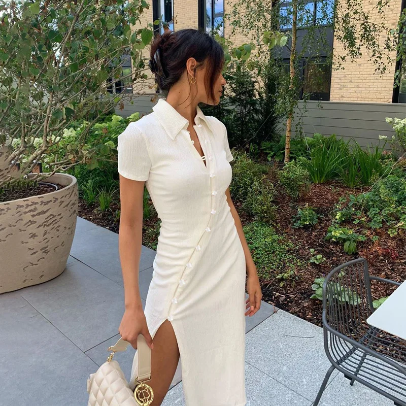 New shirt collar button beveled split dress solid split Casual Short Sleeve women's cheongsam business slim fit women's dress
New shirt collar button beveled split dress solid split Casual Short Sleeve women's cheongsam business slim fit women's dress