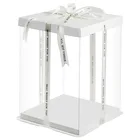 High Quality Transparent PET Plastic Three-in-one Clear Decorative Wedding Square Cake Box