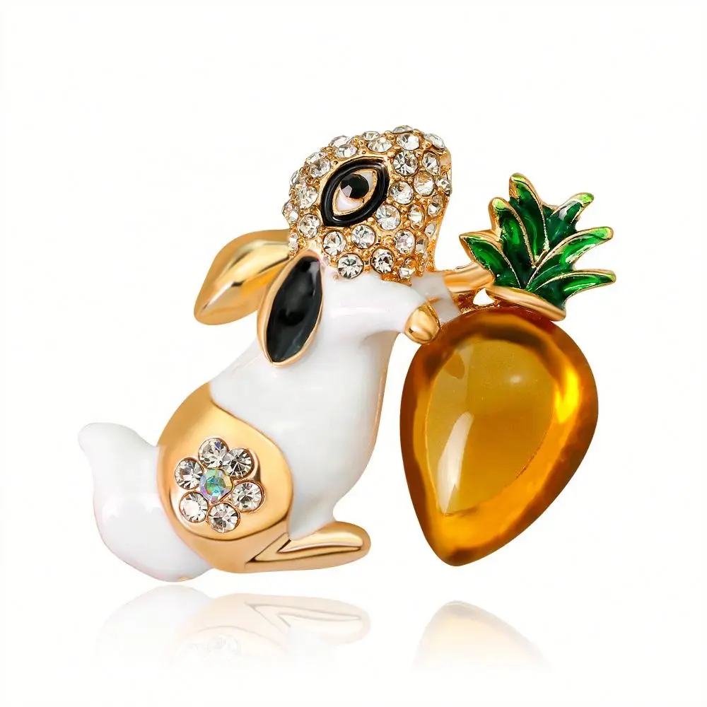 Rabbit Carrot Creative Brooch Cartoon Cute Fashion Brooch Electroplated Alloy Diamond Brooch, Colorful
Rabbit Carrot Creative Brooch Cartoon Cute Fashion Brooch Electroplated Alloy Diamond Brooch, Colorful