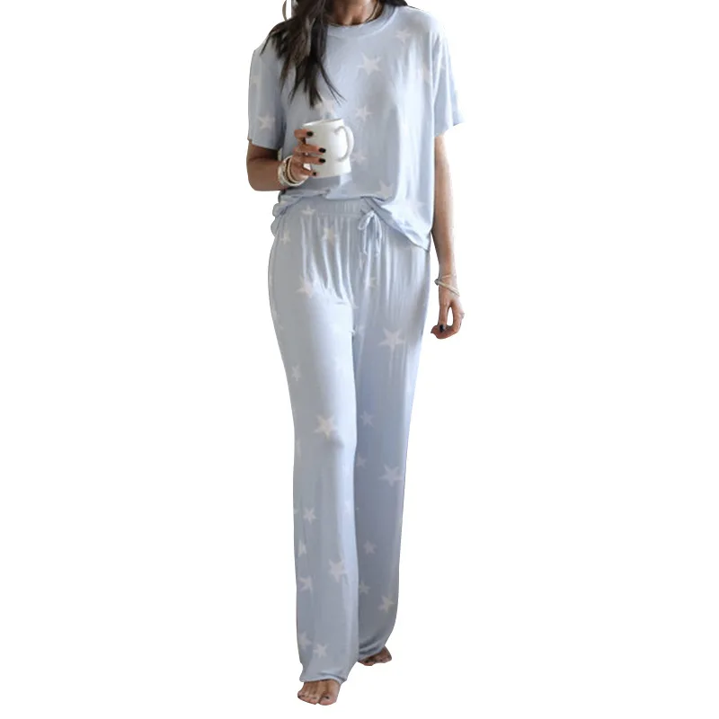 Star printing sleepwear pajamas set leisure clothing cotton fabric popular fashion womens pajama sets 2 piece
Star printing sleepwear pajamas set leisure clothing cotton fabric popular fashion womens pajama sets 2 piece