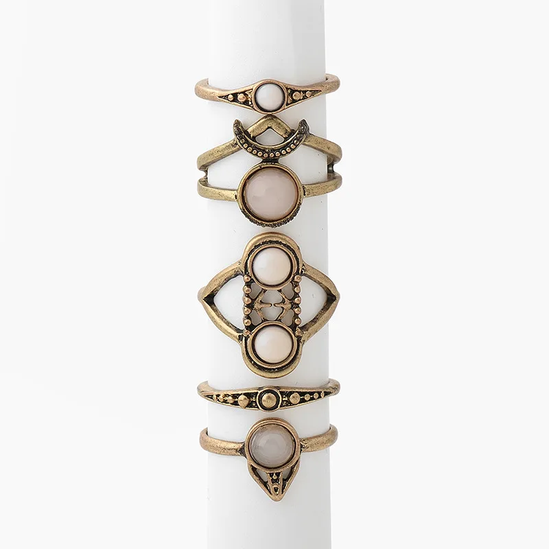 Antique Trendy 5 Pieces Set White Round Turquoise Finger Rings Retro Color Gemstone Beads Rings For Girls
Antique Trendy 5 Pieces Set White Round Turquoise Finger Rings Retro Color Gemstone Beads Rings For Girls