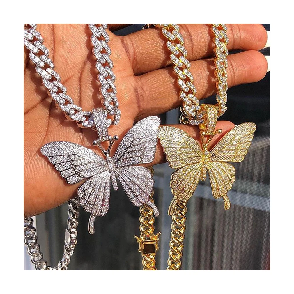 Wholesale Fashion Charm Cuban Gold Silver Buterfly Pendant Necklace Link Chain for Women
Wholesale Fashion Charm Cuban Gold Silver Buterfly Pendant Necklace Link Chain for Women