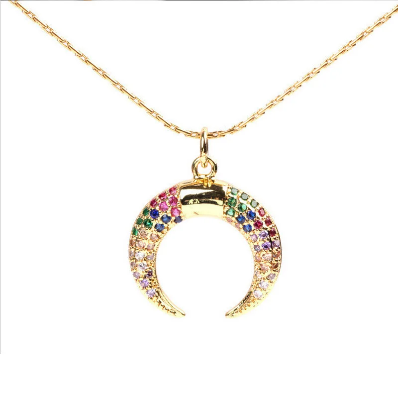 Latest Fashionable Crescent Necklace Gold Plated Micro Inlaid Color Diamond Crescent Moon Pendant Necklace for Gifts
Latest Fashionable Crescent Necklace Gold Plated Micro Inlaid Color Diamond Crescent Moon Pendant Necklace for Gifts