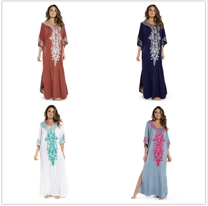 Women 2021 Cotton Kimono Embroidered Bikini Swimsuit Cover Up long robe kaftan beach dress for summer, Picture color
Women 2021 Cotton Kimono Embroidered Bikini Swimsuit Cover Up long robe kaftan beach dress for summer, Picture color