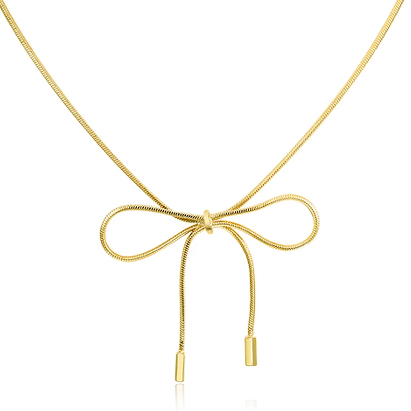 Charare Simple slim bow choker clavicle gold chain necklace jewelry accessories for women
Charare Simple slim bow choker clavicle gold chain necklace jewelry accessories for women