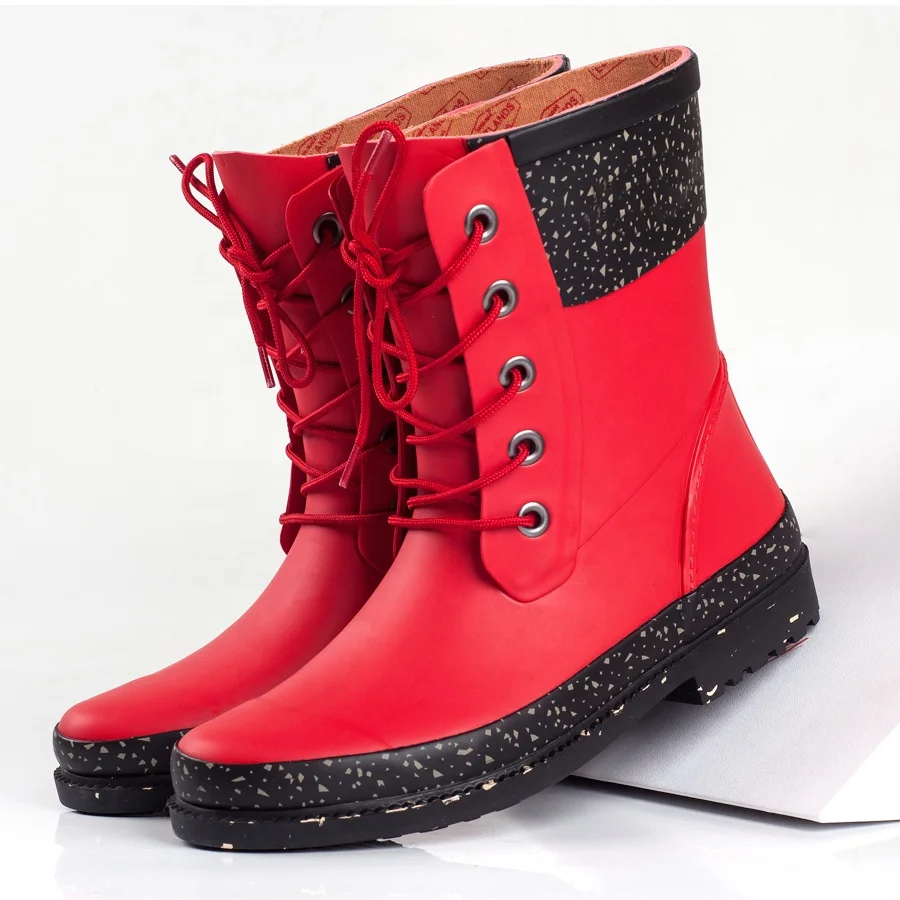 Fashion Ladies Half Rain Boots Laces Up Natural Rubber Waterproof shoes Wholesale NO MOQ, Customized
Fashion Ladies Half Rain Boots Laces Up Natural Rubber Waterproof shoes Wholesale NO MOQ, Customized