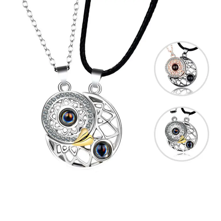 SC Hot Selling 100 Languages Necklace Jewelry Personalized Custom Magnetic Sun Moon Heart Matching Couple Necklace for Women Men, Silver, rose gold
SC Hot Selling 100 Languages Necklace Jewelry Personalized Custom Magnetic Sun Moon Heart Matching Couple Necklace for Women Men, Silver, rose gold