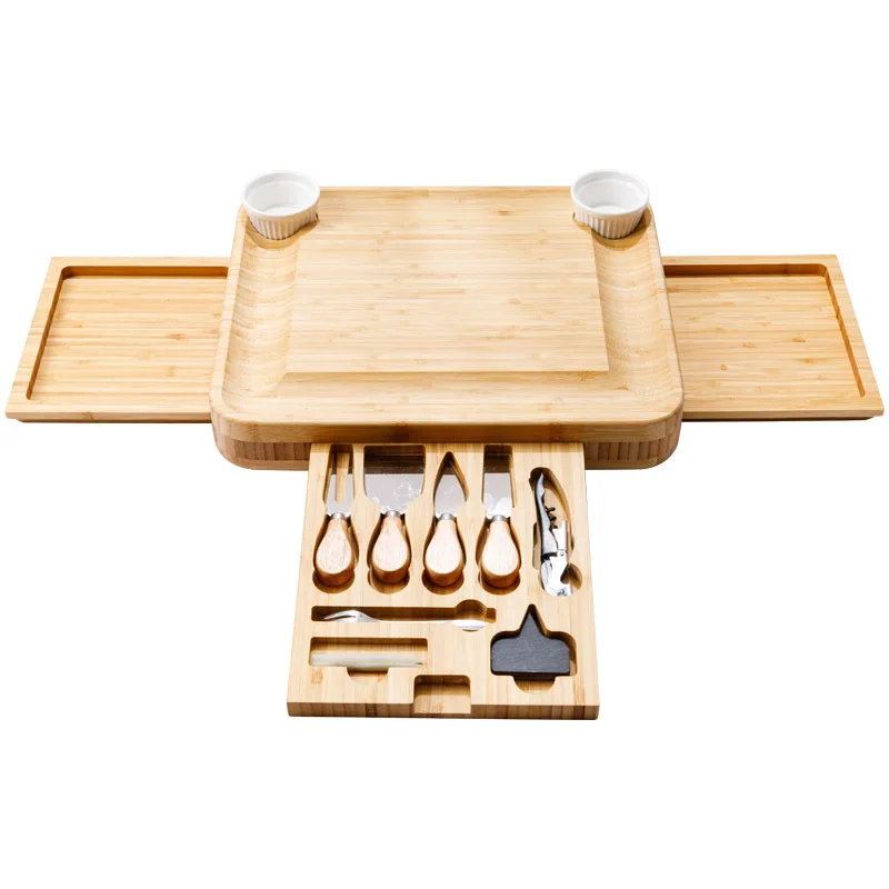 CL353 Cheese Board Cutlery Knife Set With Slide Out Drawer Cooking Tools Cheese Slicer Fork Scoop Cut Bamboo Cheese Board Set
CL353 Cheese Board Cutlery Knife Set With Slide Out Drawer Cooking Tools Cheese Slicer Fork Scoop Cut Bamboo Cheese Board Set